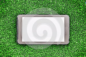 Smartphone with clean screen on a grass background