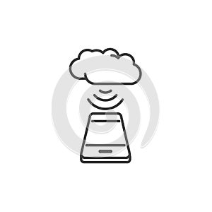 Smartphone cloud computing connection technology icon line design