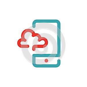 Smartphone cloud computing icon vector illustration.