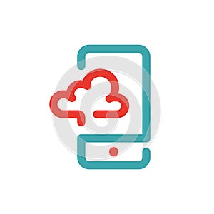 Smartphone cloud computing icon vector illustration.