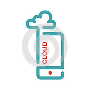 Smartphone cloud computing icon vector illustration.