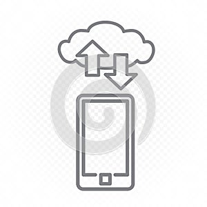 Smartphone cloud service line icon