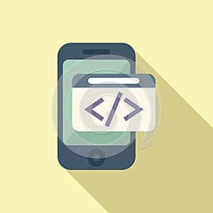 Smartphone code developer icon flat vector. Build team coder