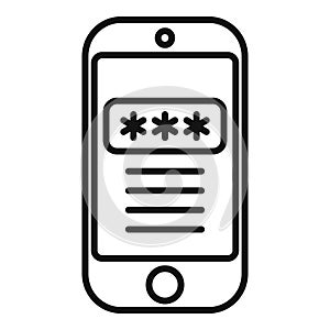 Smartphone code icon outline vector. Lock security
