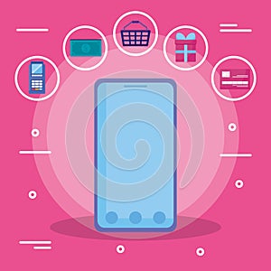 Smartphone with commmercial icons