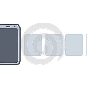 Smartphone connected to a series of digital data blocks