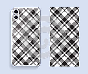 Smartphone cover design vector mockup. Template geometric pattern for mobile phone back part. Flat design