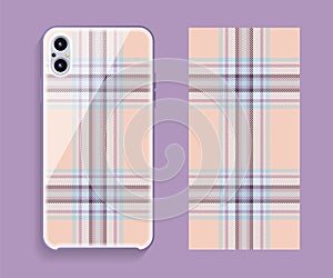 Smartphone cover design vector mockup. Template geometric pattern for mobile phone back part. Flat design