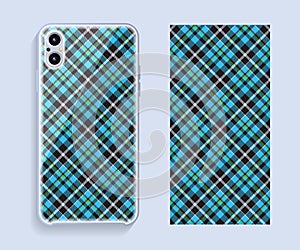 Smartphone cover design vector mockup. Template geometric pattern for mobile phone back part. Flat design