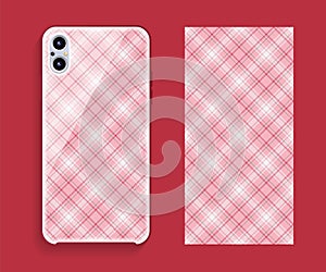 Smartphone cover design vector mockup. Template geometric pattern for mobile phone back part. Flat design