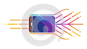 Smartphone with Data Flow, Digital Communication Vector, vector design Generative AI