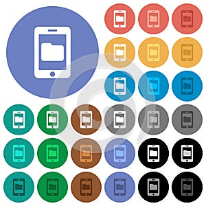 Smartphone data storage round flat multi colored icons