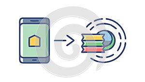 Smartphone Data Transfer Icon for Digital Connectivity, vector design Generative AI
