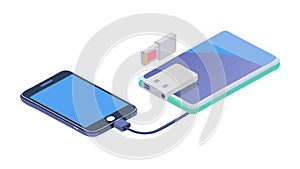 Smartphone Data Transfer Isometric Connection Vector Icon, vector design Generative AI