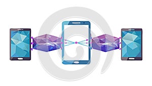 Smartphone data transfer, seamless communication, vector design Generative AI