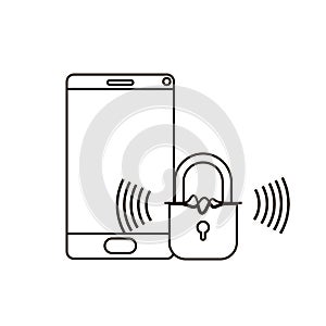 Smartphone device with padlocked icon