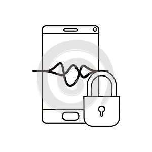 Smartphone device with padlocked icon