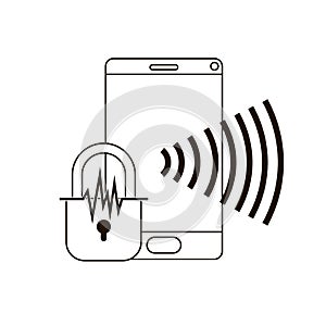 Smartphone device with padlocked icon