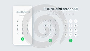 Smartphone dial. Realistic phone number pad, call screen UI with keypad and dial buttons. Vector isolated telephone photo