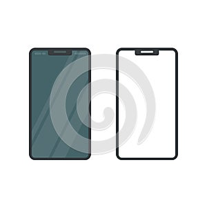 Smartphone display mockup vector illustration, flat cartoon mobile or cellular phone blank screen template isolated on