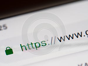 Smartphone display screen with https and www url photo