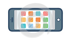 Smartphone Displaying App Grid Interface Vector Illustration, vector design Generative AI