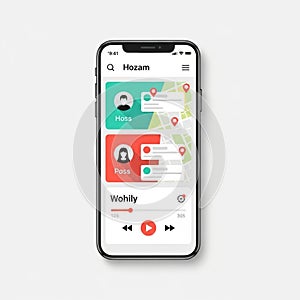 Smartphone displaying an app interface with