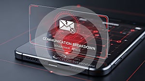 Smartphone displaying communication breakdown error message