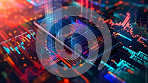 Smartphone Displaying Complex Data Graphs.AI generated image