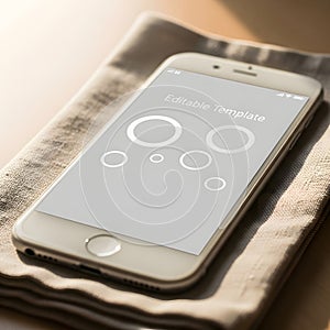 Smartphone displaying editable template