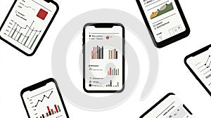 Smartphone displaying financial charts and analytics data
