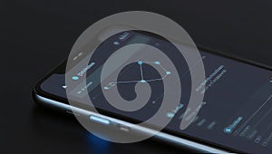 Smartphone Displaying Futuristic Data Interface