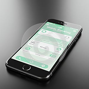 A smartphone displaying a mobile banking app with a green interface. The screen