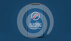 Smartphone displaying no internet connection message