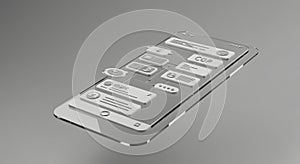 Futuristic Transparent Smartphone with Holographic UI