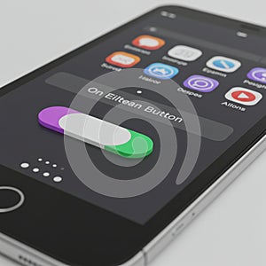 Smartphone displaying a user interface with various app icons on the screen, set