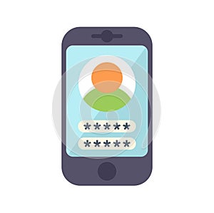 Smartphone displaying user profile and password login screen