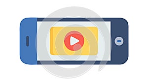 Smartphone displaying video player with play button, for mobile streaming, vector design Generative AI