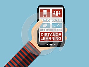 Smartphone: Distance Learning - Flat Design