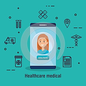 Smartphone with doctor and telemedicine icons