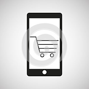 Smartphone e-commerce shopping cart graphic