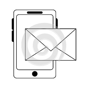 Smartphone email sending in black and white