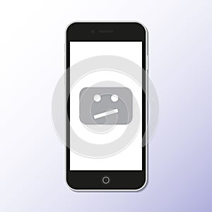 Smartphone with error icon for video player. Vector illustration