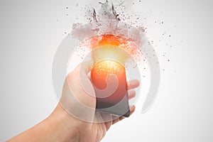 Smartphone explosion, blow up cellphone battery