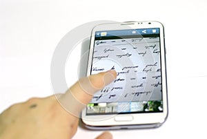 Smartphone with with finger