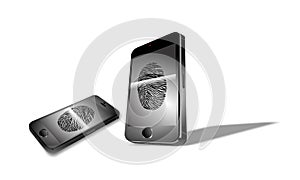 Smartphone fingerprint security isolated on white background..