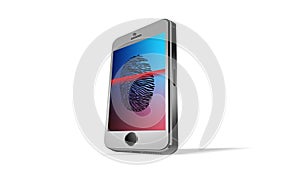 Smartphone fingerprint security isolated on white background.