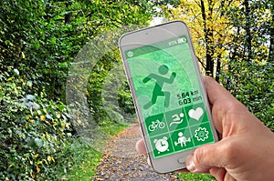 Smartphone with fitness tracking app