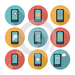 Smartphone flat design icon. Concept icons for web and mobile phone services