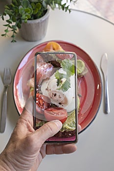 Smartphone food photography of a vegetarian lunch or brunch.